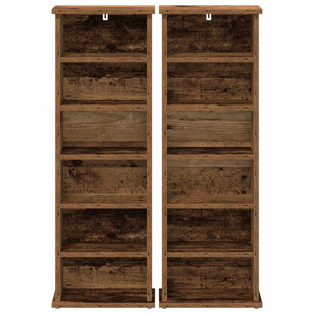 vidaXL Kabinet na płyty CD 2 szt. Stare drewno 60 x 17 x 92 cm