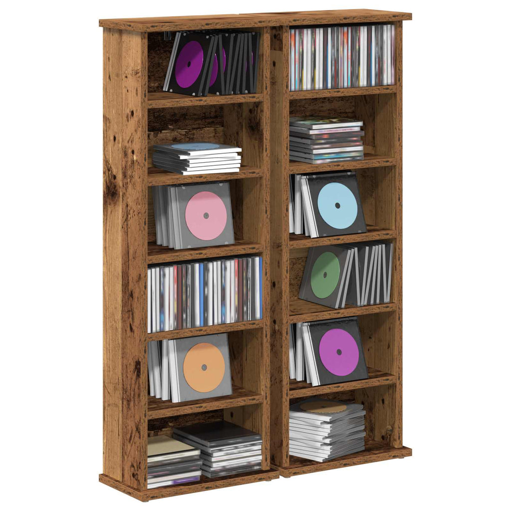vidaXL Kabinet na płyty CD 2 szt. Stare drewno 60 x 17 x 92 cm