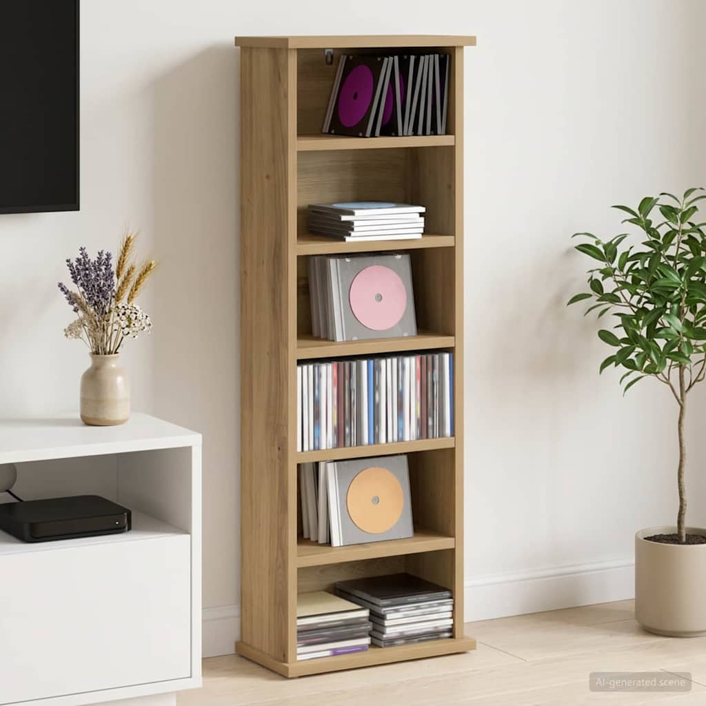 vidaXL Kabinet na płyty CD Dąb artisan 60 x 17 x 92 cm