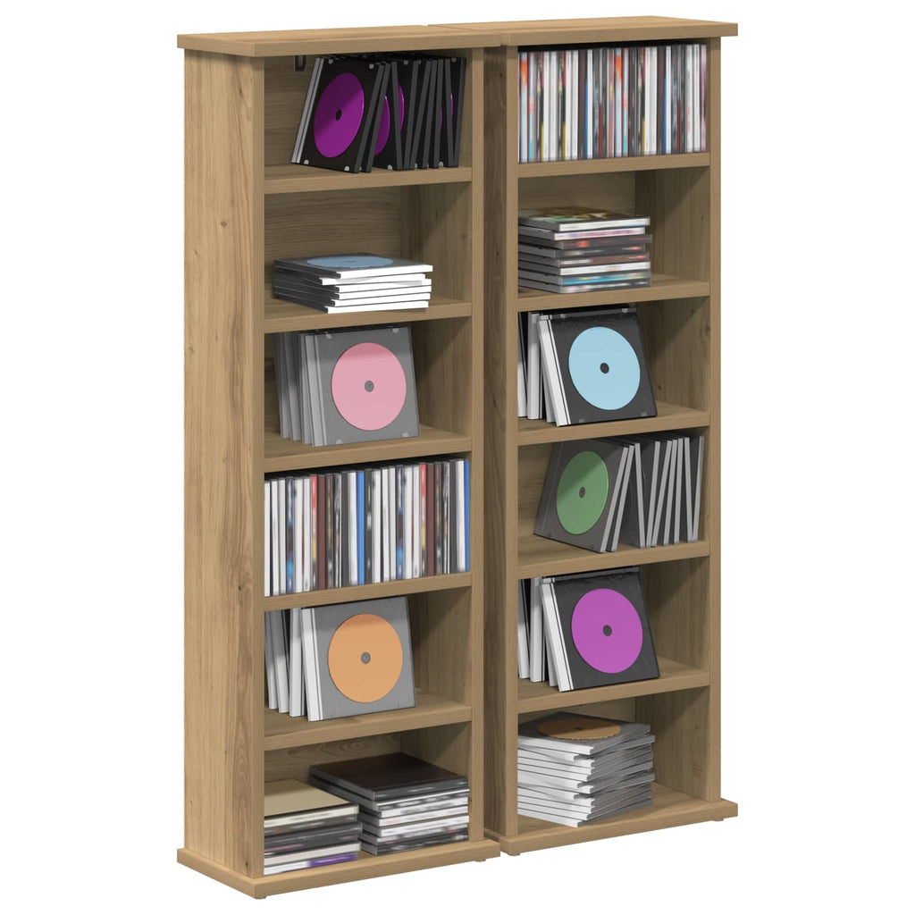 vidaXL Kabinet na płyty CD 2 szt. Dąb artisan 60 x 17 x 92 cm