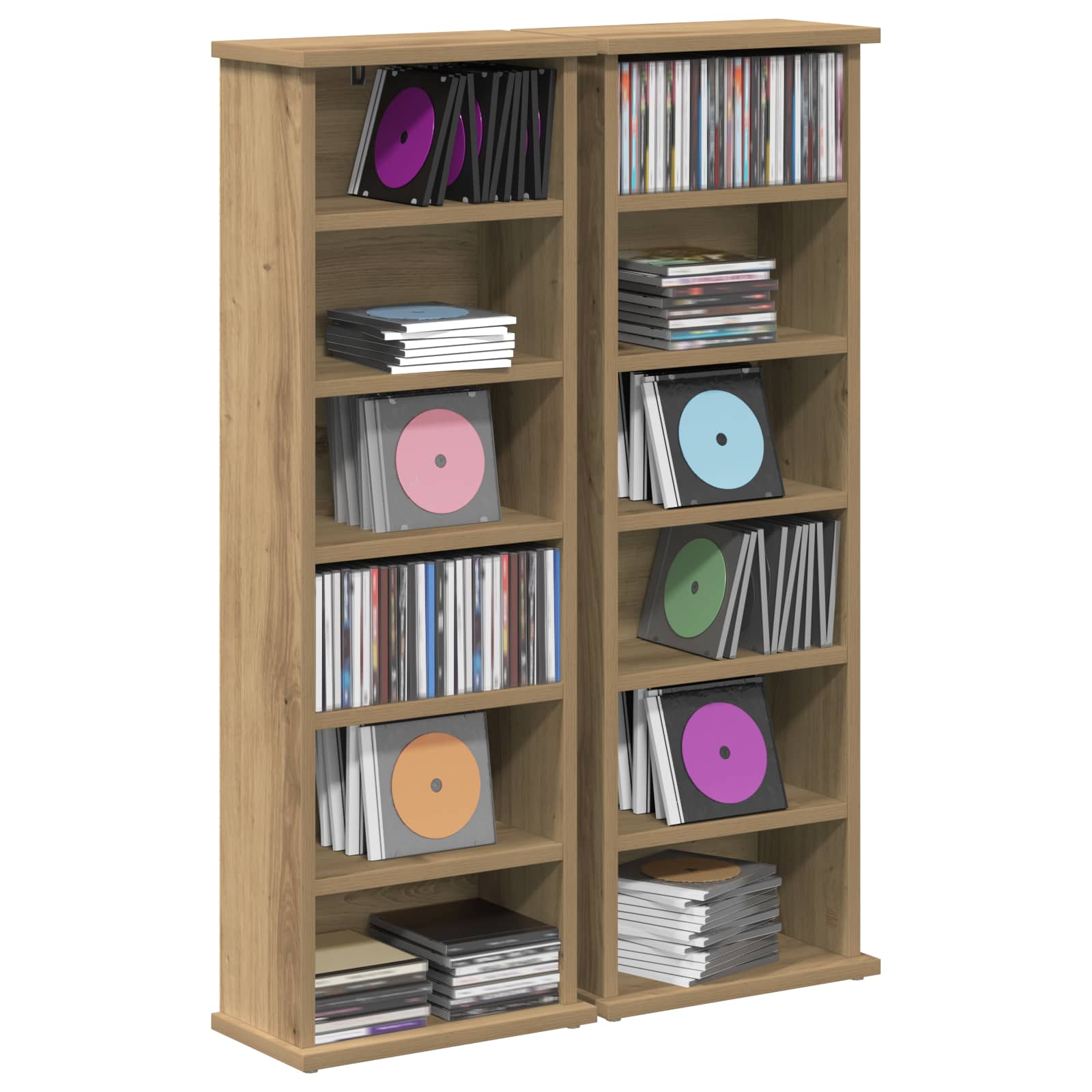 vidaXL Kabinet na płyty CD 2 szt. Dąb artisan 60 x 17 x 92 cm