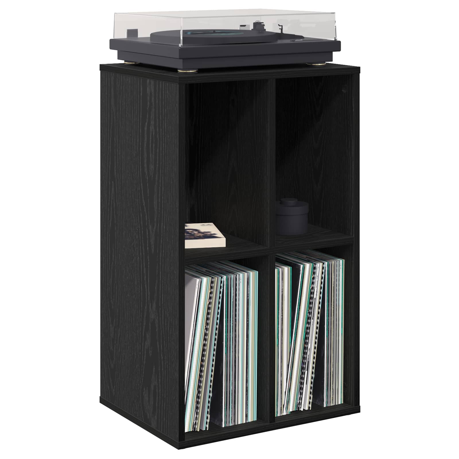 vidaXL Szafka na płyty winylowe Czarny dąb 44,5 x 36,5 x 74,5 cm
