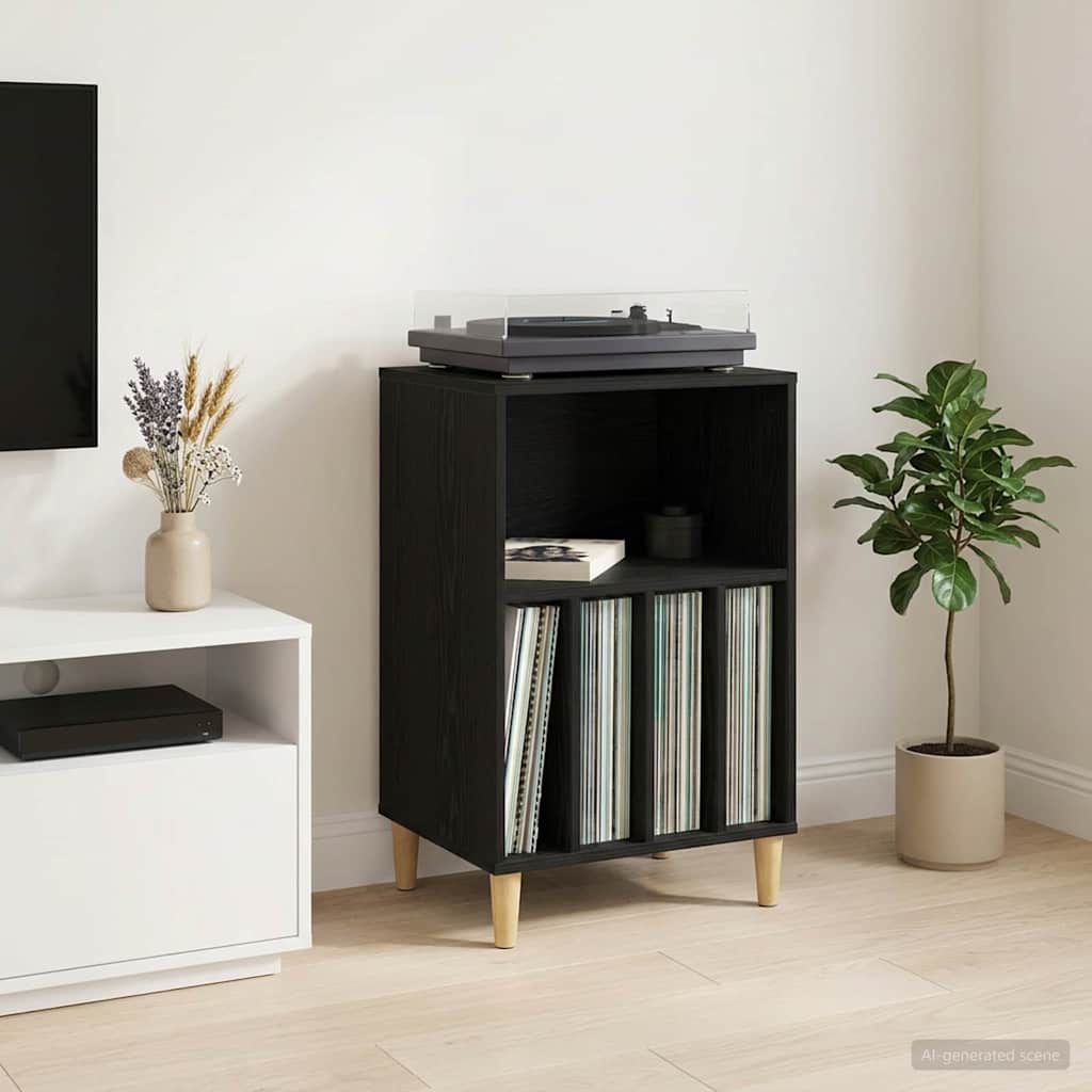 vidaXL Stojak na gramofon Czarny dąb 47 x 39,5 x 74,5 cm