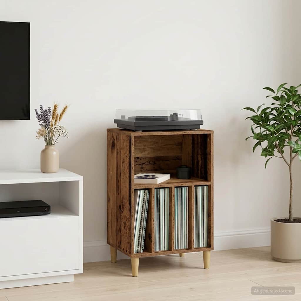 vidaXL Stojak na gramofon Stare drewno 47 x 39,5 x 74,5 cm