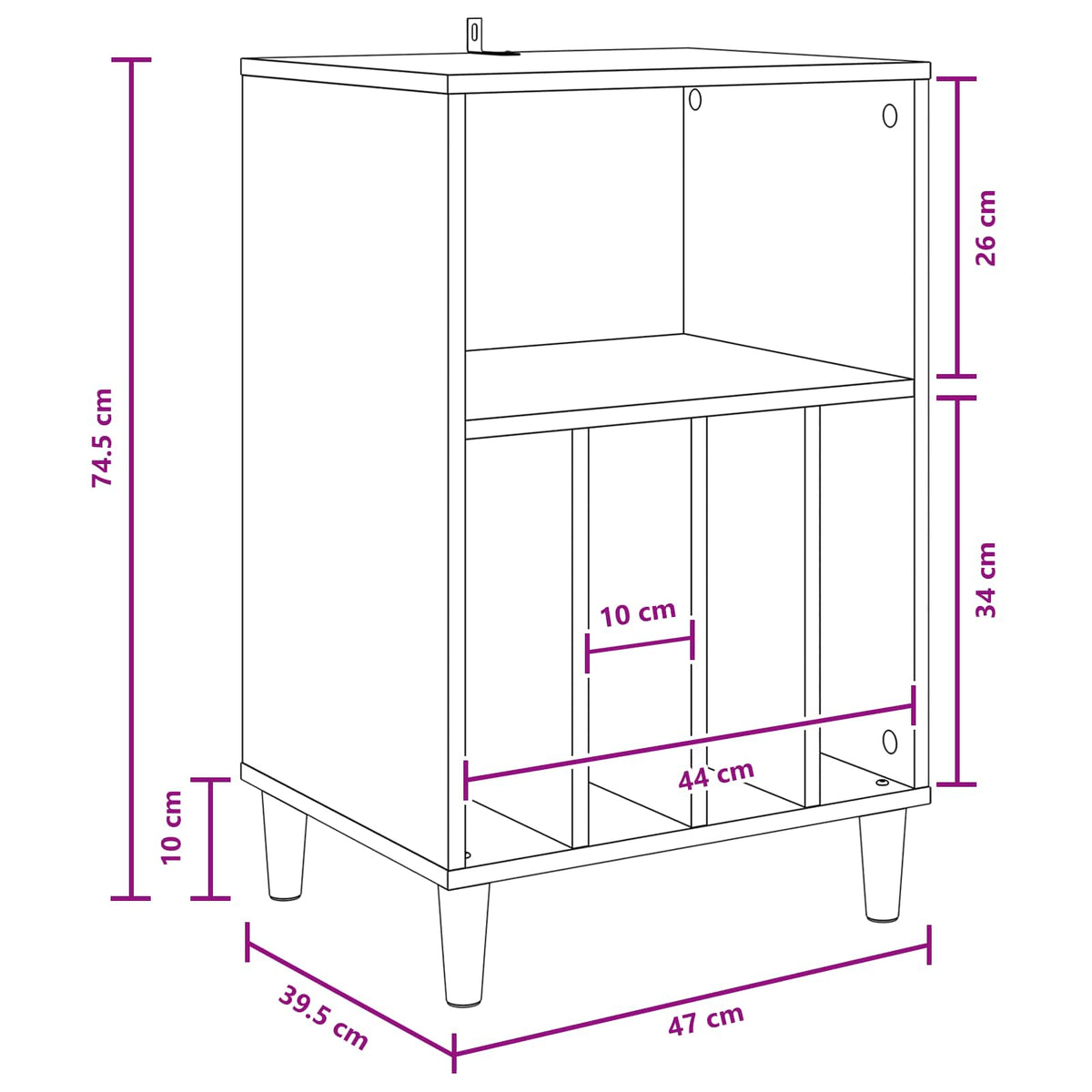 vidaXL Stojak na gramofon Stare drewno 47 x 39,5 x 74,5 cm