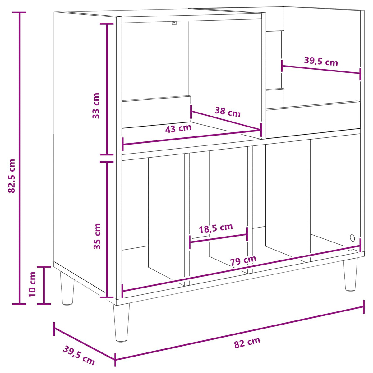 vidaXL Stojak na odtwarzacz płyt Czarny dąb 82 x 39,5 x 82,5 cm