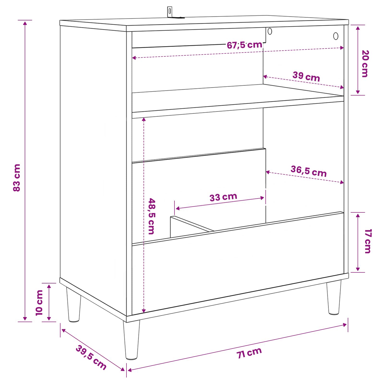 vidaXL Stojak na odtwarzacz płyt dąb Sonoma 71 x 39,5 x 83 cm