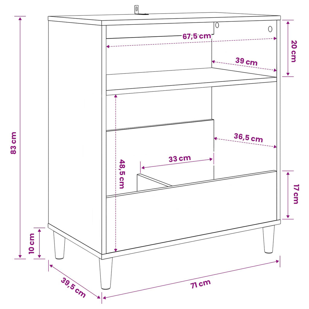 vidaXL Stojak na odtwarzacz płyt Dąb artisan 71 x 39,5 x 83 cm