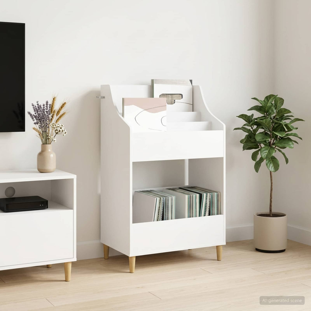 vidaXL Półki na media Biały 70,5 x 46 x 112 cm Drewno inżynieryjne