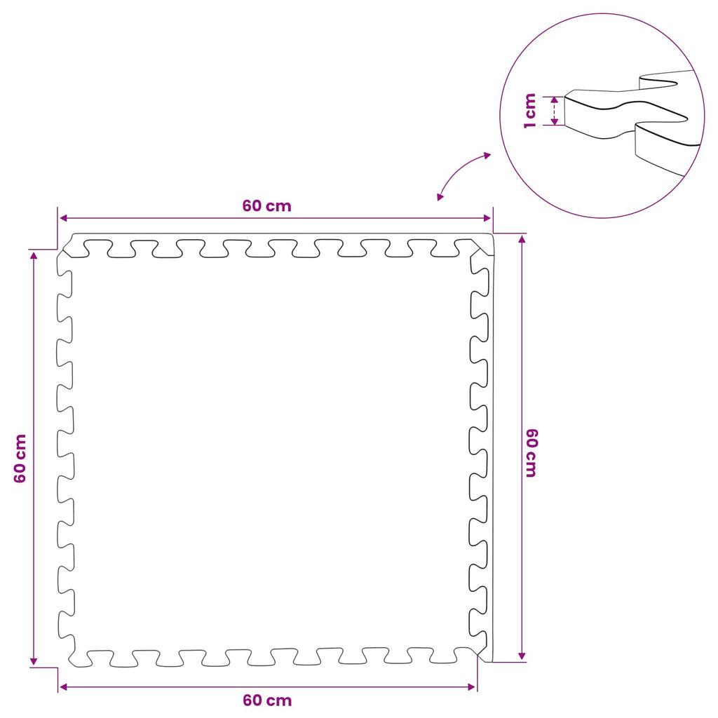vidaXL Mata podłogowa 24 pcs Szary 8,64 m² Pianka EVA