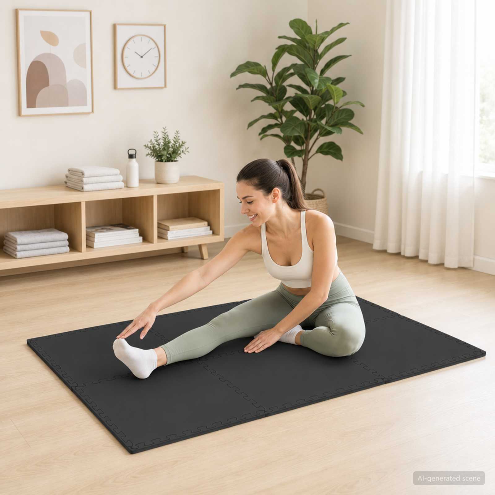 vidaXL Mata podłogowa 12 pcs Czarny 4,32 m² Pianka EVA