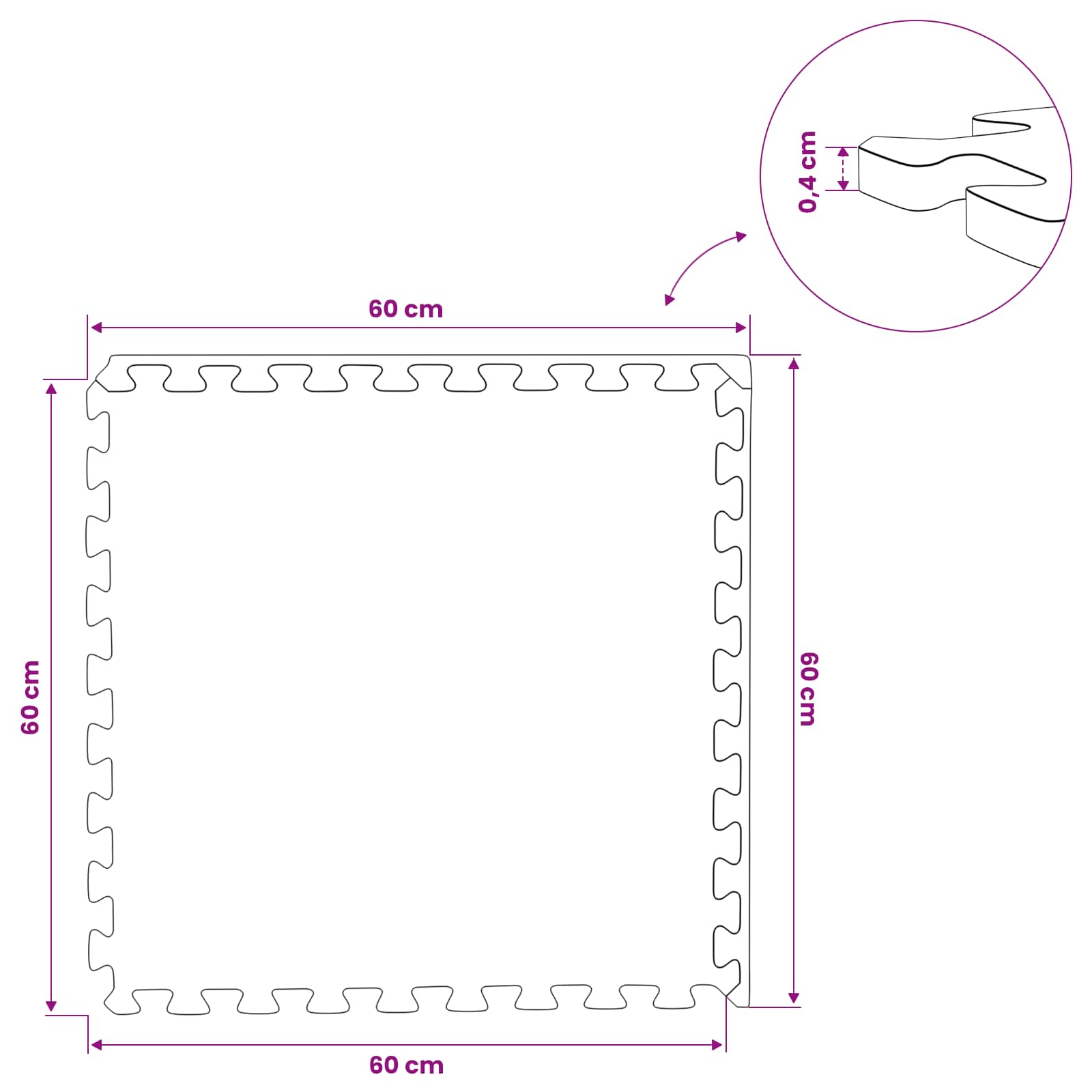 vidaXL Mata podłogowa 24 pcs Szary 8,64 m² Pianka EVA