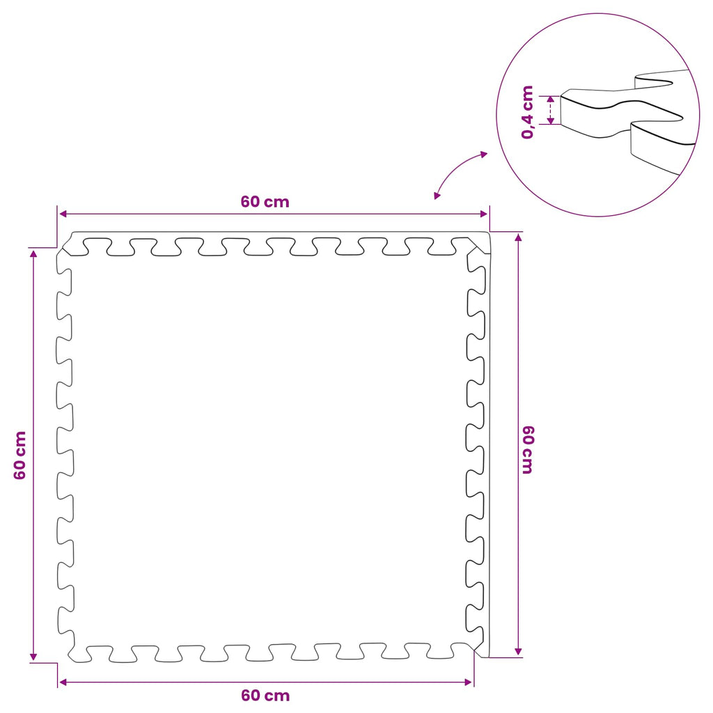 vidaXL Mata podłogowa 40 pcs Czarny 14,4 m² Pianka EVA