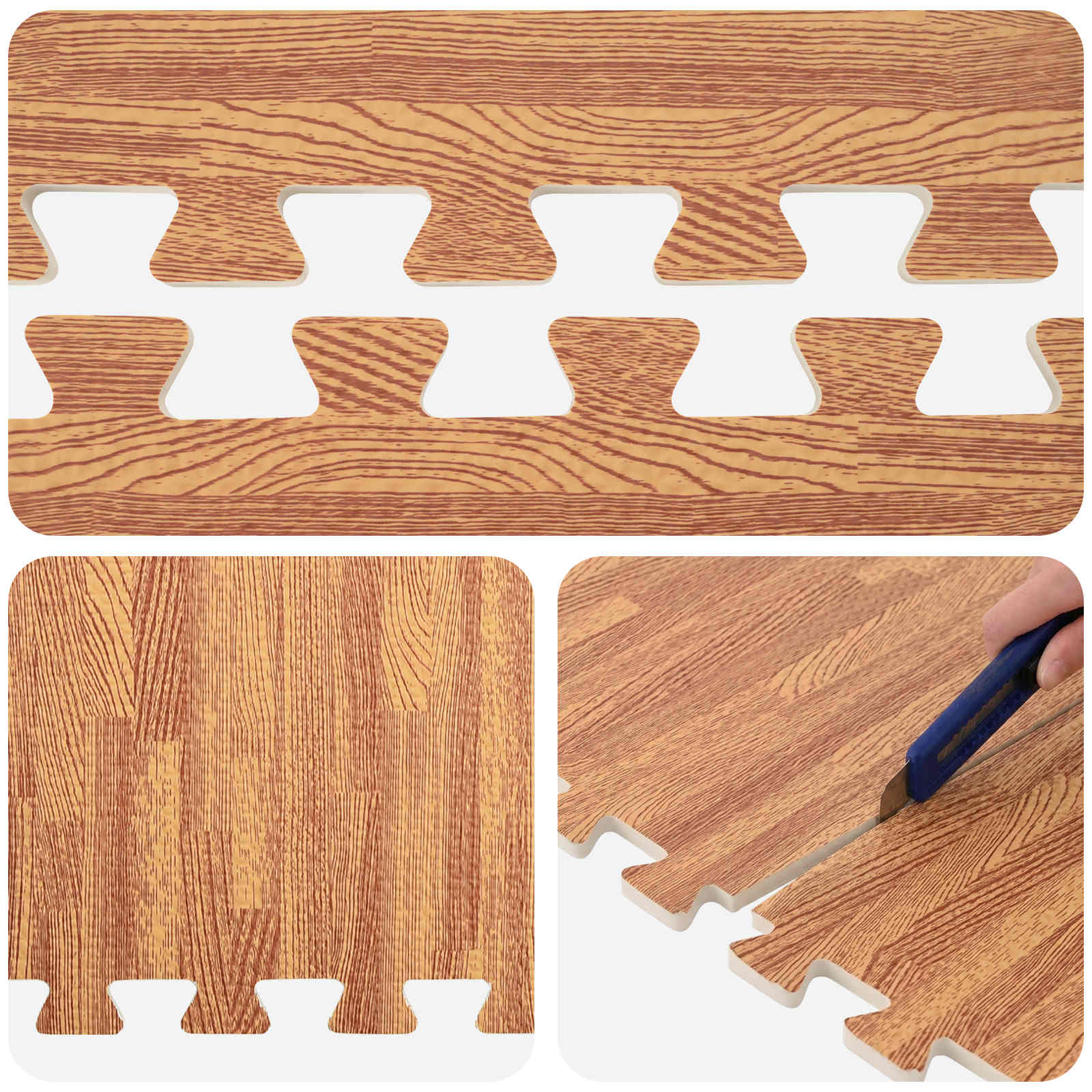 vidaXL Mata podłogowa 12 pcs drewno 4,32 m² Pianka EVA
