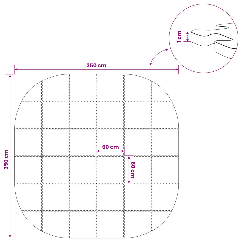 vidaXL Mata podłogowa do basenu 36 szt. Ø 350 cm Okrągły Pianka EVA