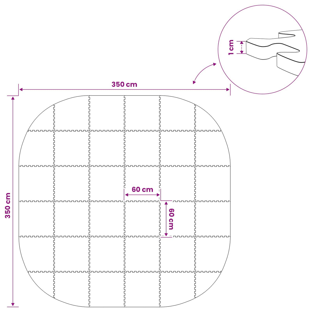 vidaXL Mata podłogowa do basenu 36 szt. Ø 350 cm Okrągły Pianka EVA