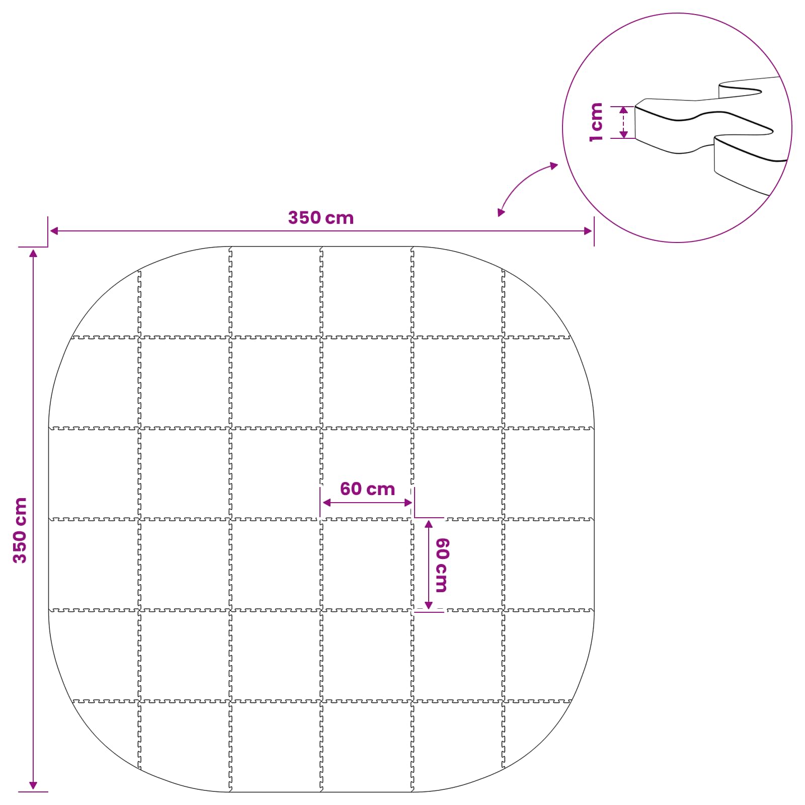 vidaXL Mata podłogowa do basenu 36 szt. Ø 350 cm Okrągły Pianka EVA