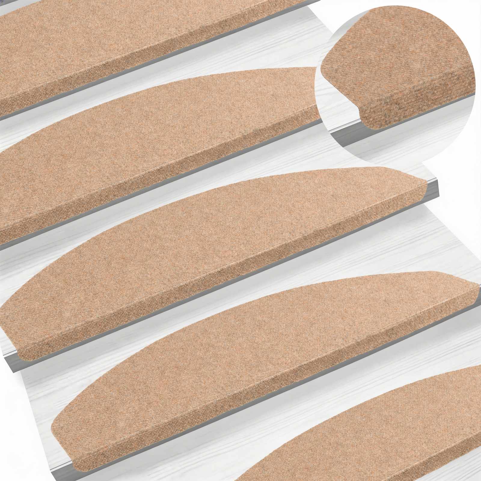 vidaXL Samoprzylepne maty na schody 15 pcs Beżowy 80 x 28 x 3,5 cm