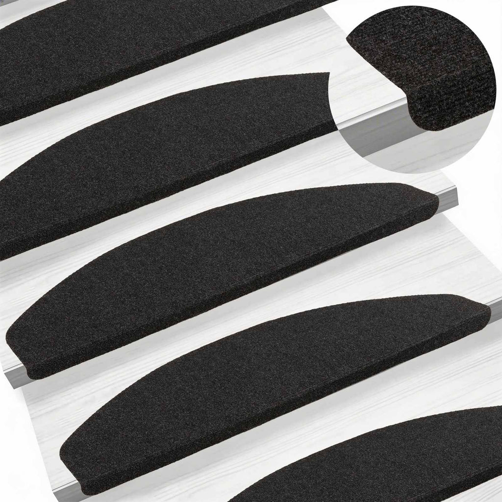 vidaXL Samoprzylepne maty na schody 15 pcs antracytowy Tkanina filcowa