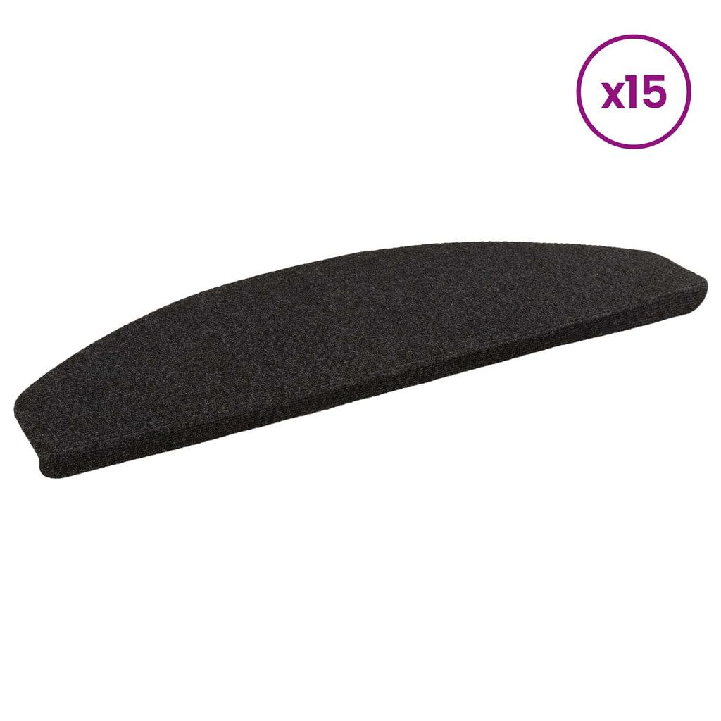 vidaXL Samoprzylepne maty na schody 15 pcs antracytowy Tkanina filcowa