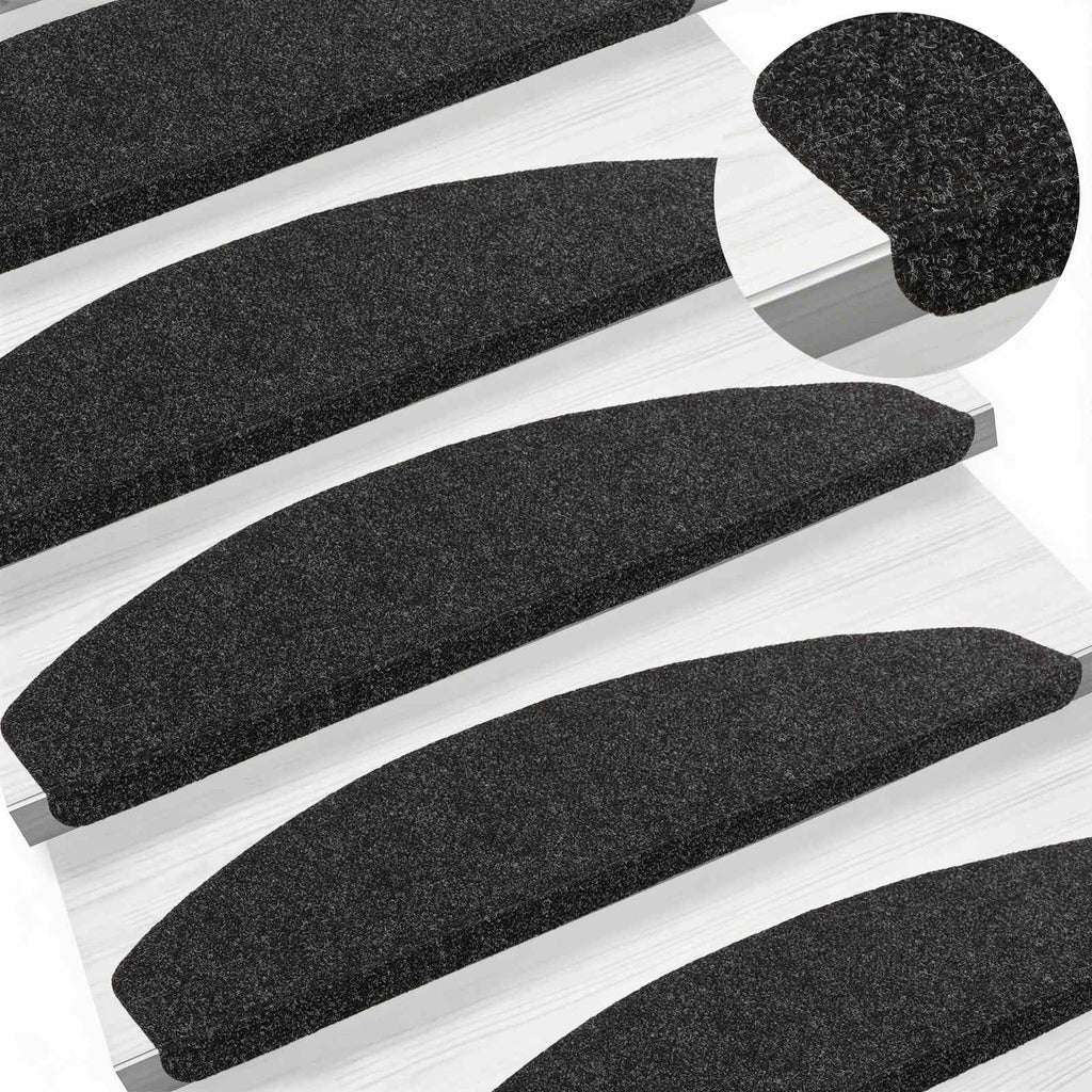 vidaXL Samoprzylepne maty na schody 15 pcs Czarny 80 x 28 x 3,5 cm