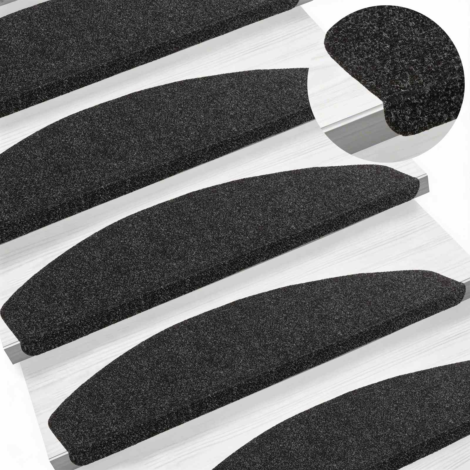 vidaXL Samoprzylepne maty na schody 15 pcs Czarny 80 x 28 x 3,5 cm