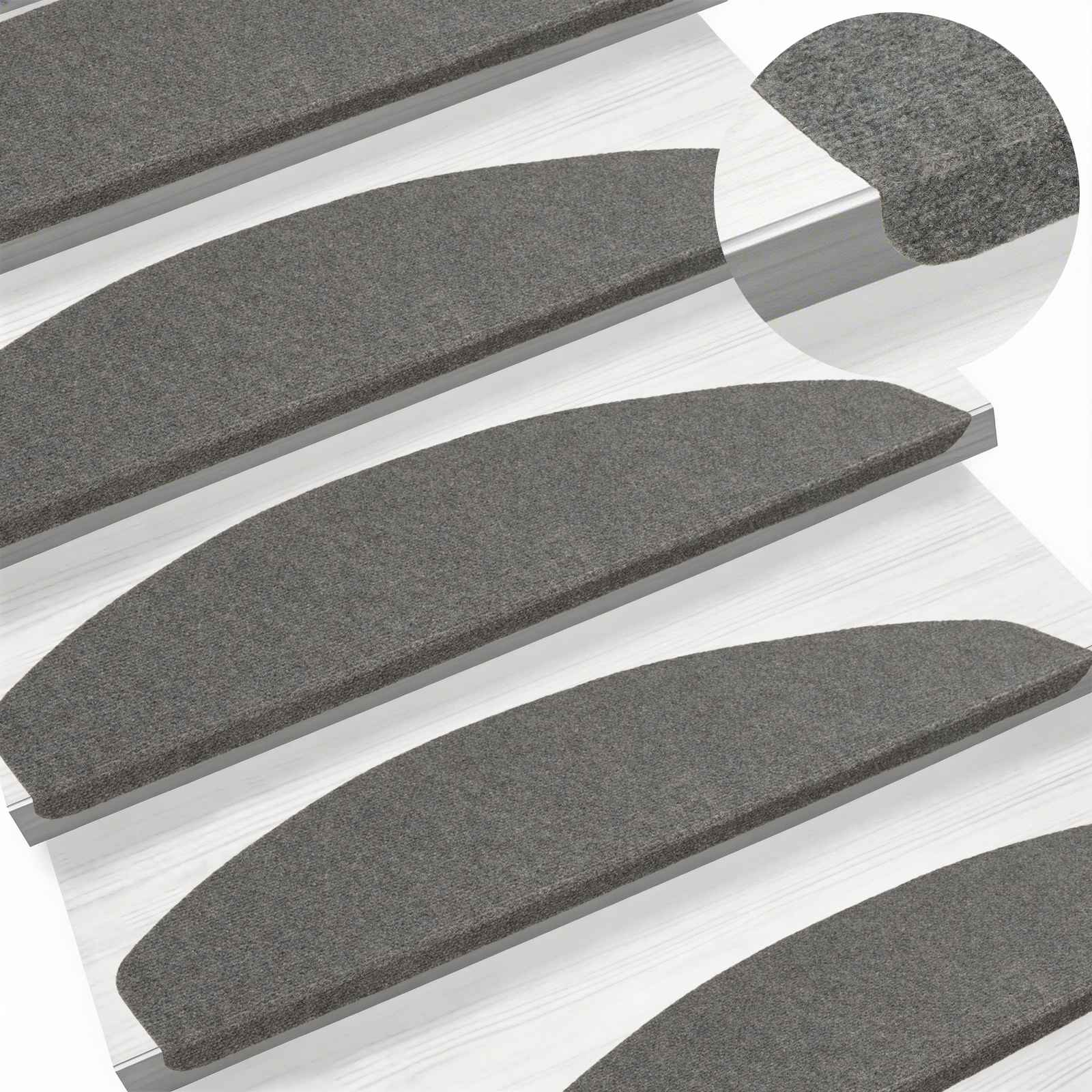 vidaXL Samoprzylepne maty na schody 15 pcs Szary 80 x 28 x 3,5 cm
