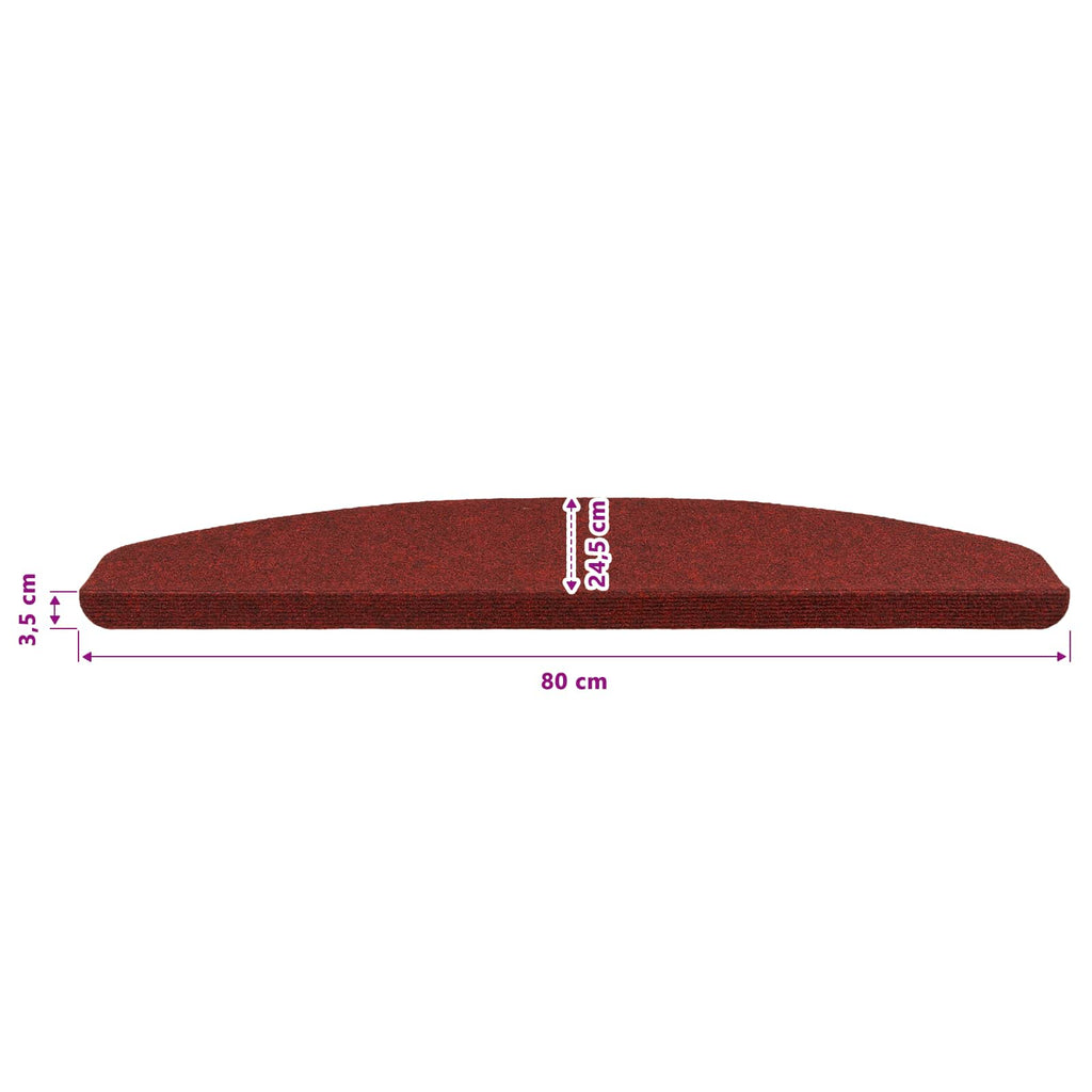 vidaXL Samoprzylepne maty na schody 15 pcs czerwony 80 x 28 x 3,5 cm