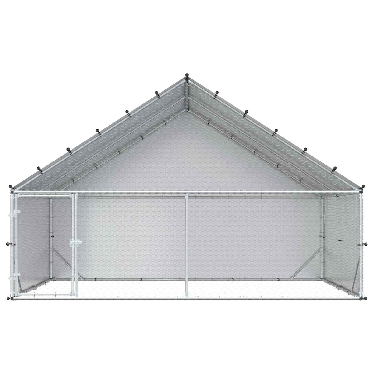 vidaXL Kurnik z dachem srebrny 300 x 200 x 190 cm Stal ocynkowana