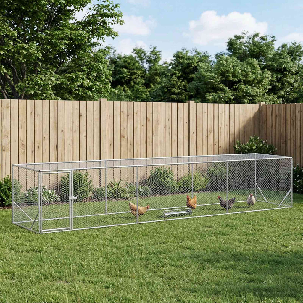 vidaXL Zagroda dla kurczaków srebrny 500 x 100 x 100 cm