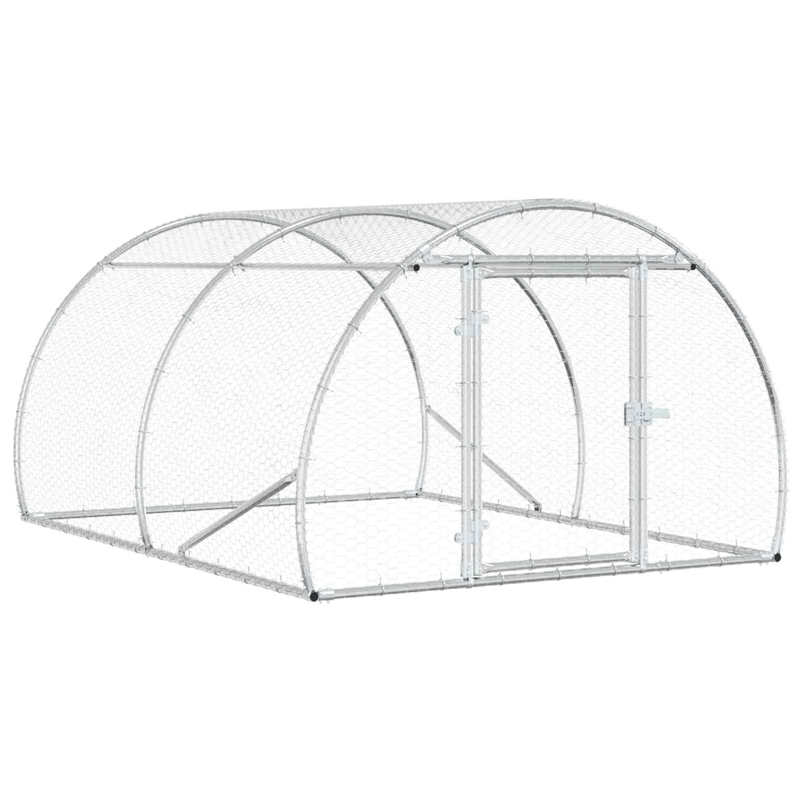 vidaXL Kurnik srebrny 200 x 150 x 100 cm Stal ocynkowana