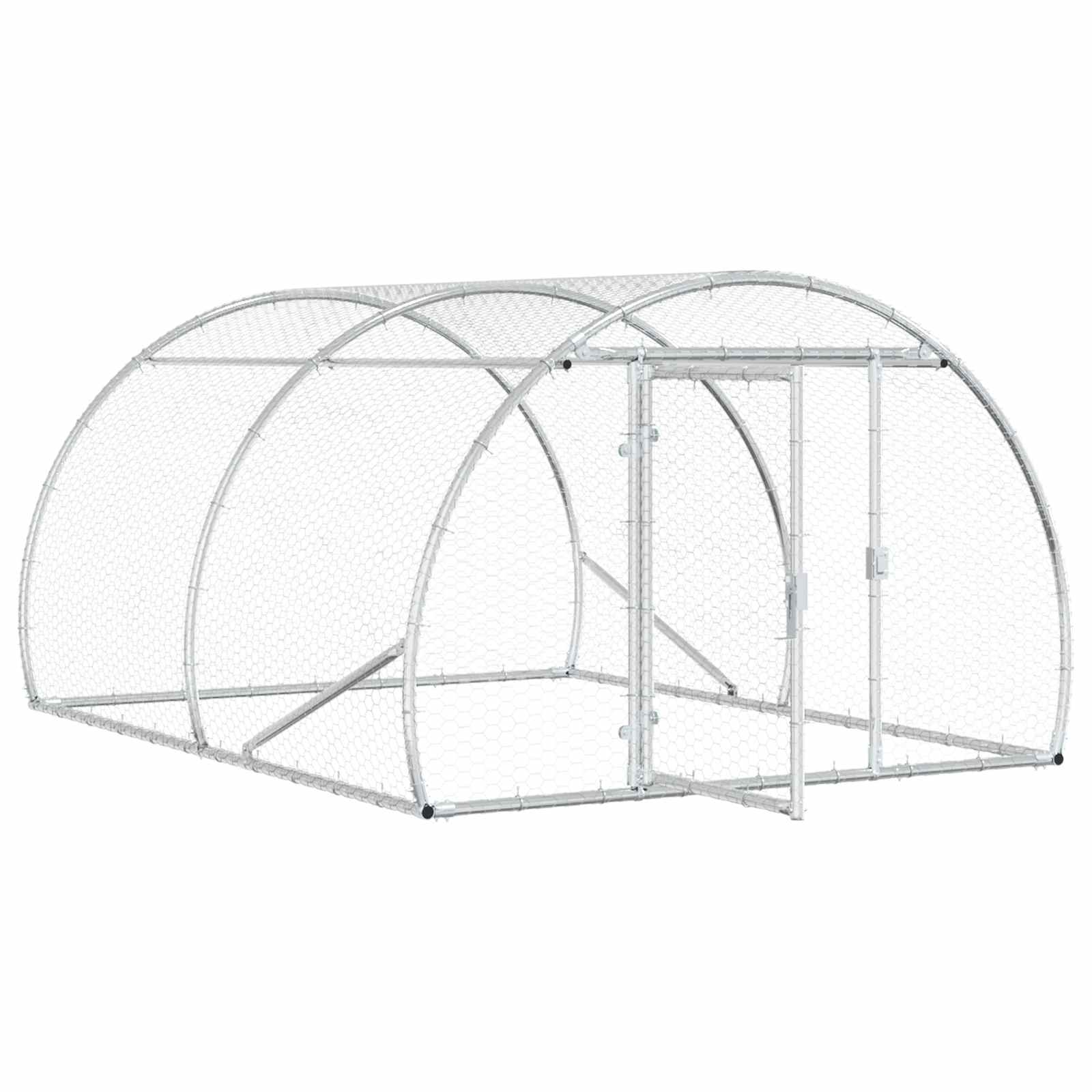 vidaXL Kurnik srebrny 200 x 150 x 100 cm Stal ocynkowana