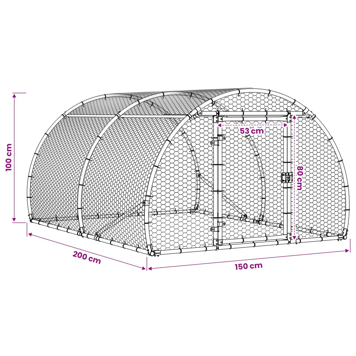 vidaXL Kurnik srebrny 200 x 150 x 100 cm Stal ocynkowana