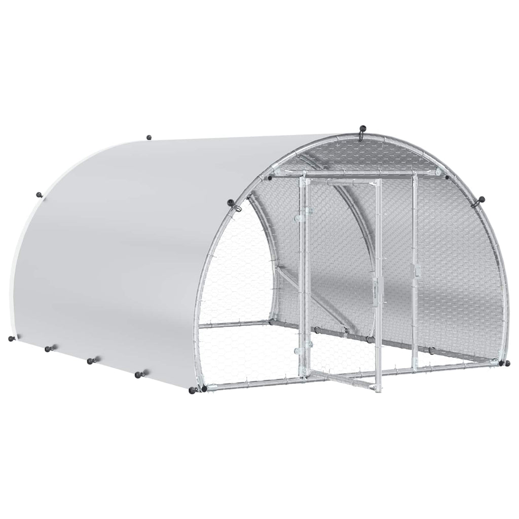 vidaXL Kurnik srebrny 200 x 150 x 100 cm Stal ocynkowana