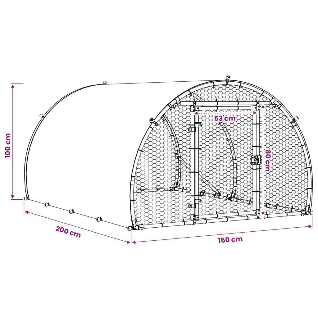 vidaXL Kurnik srebrny 200 x 150 x 100 cm Stal ocynkowana
