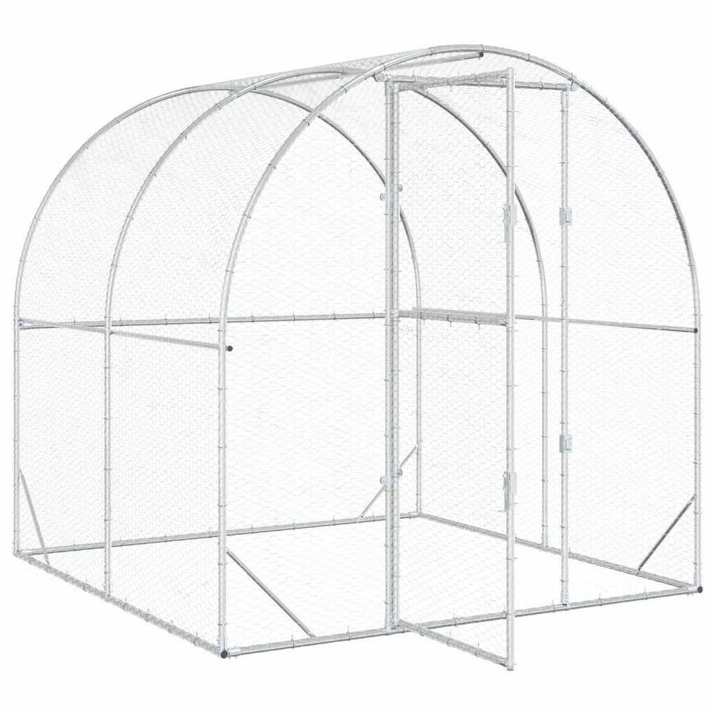 vidaXL Kurnik srebrny 200 x 200 x 200 cm Stal ocynkowana
