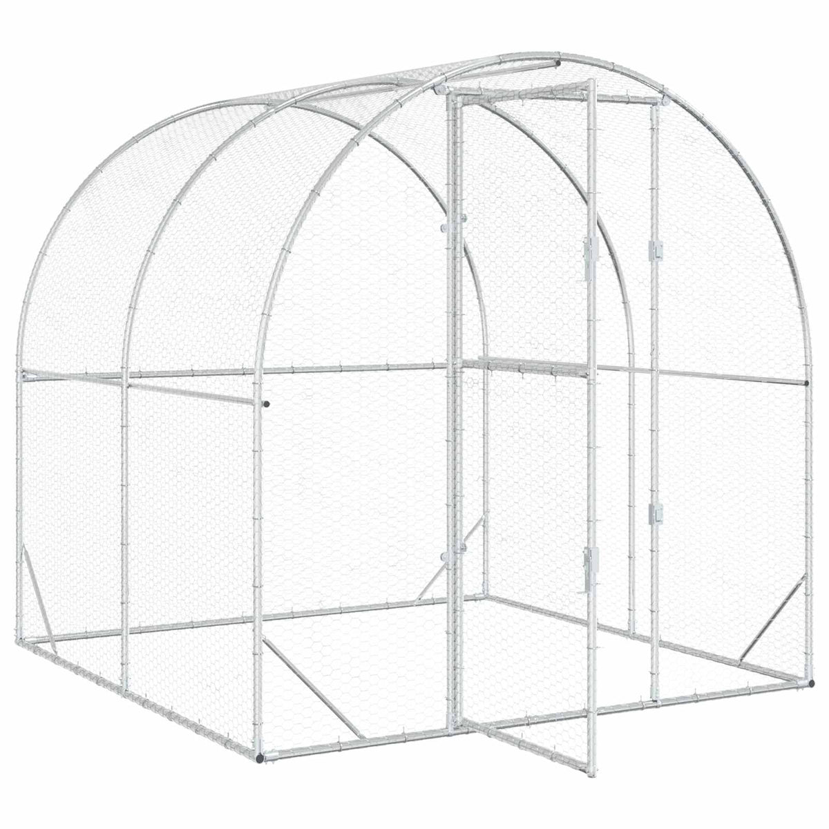 vidaXL Kurnik srebrny 200 x 200 x 200 cm Stal ocynkowana
