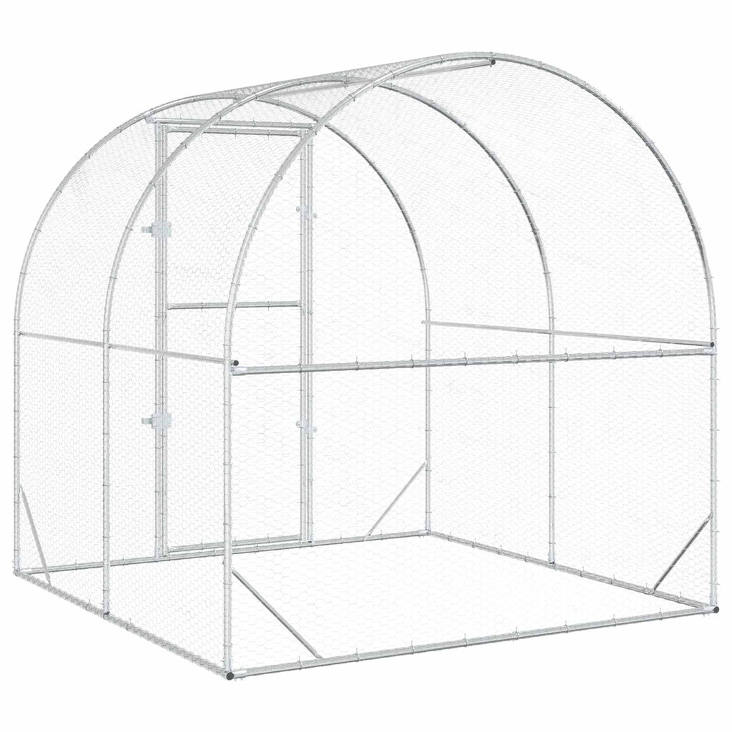 vidaXL Kurnik srebrny 200 x 200 x 200 cm Stal ocynkowana