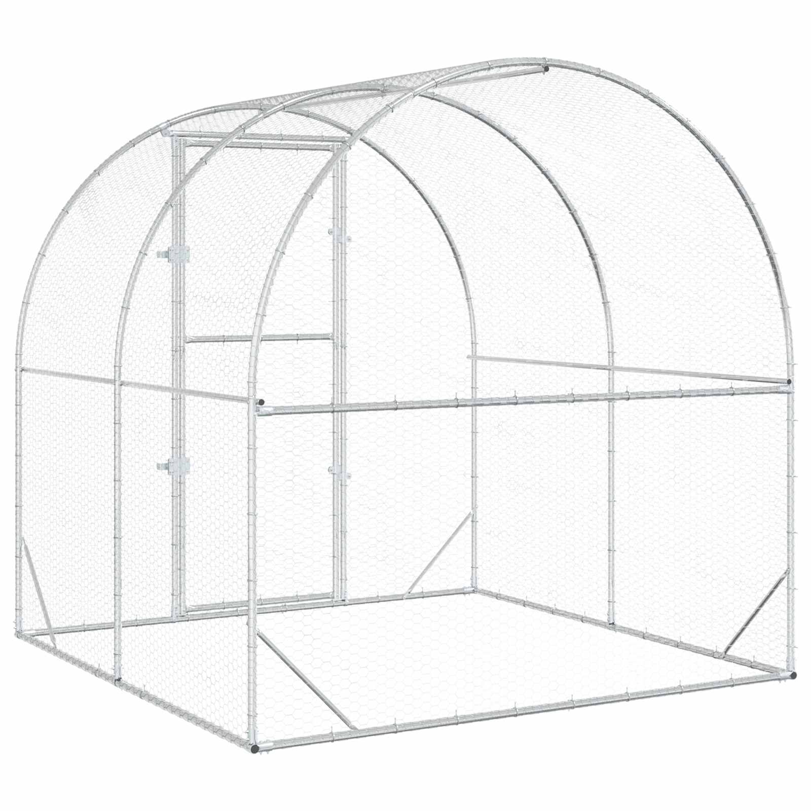 vidaXL Kurnik srebrny 200 x 200 x 200 cm Stal ocynkowana