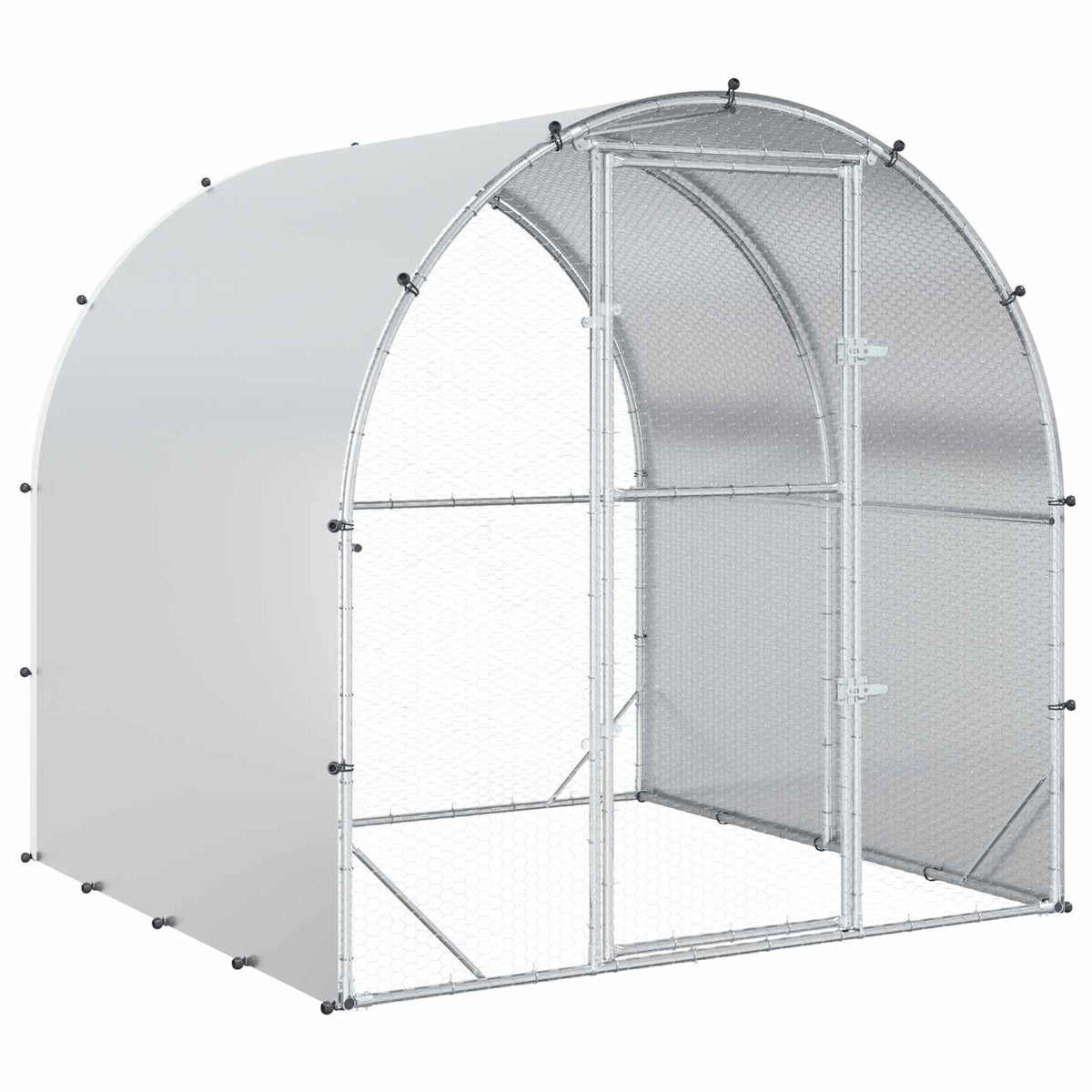 vidaXL Kurnik srebrny 200 x 200 x 200 cm Stal ocynkowana