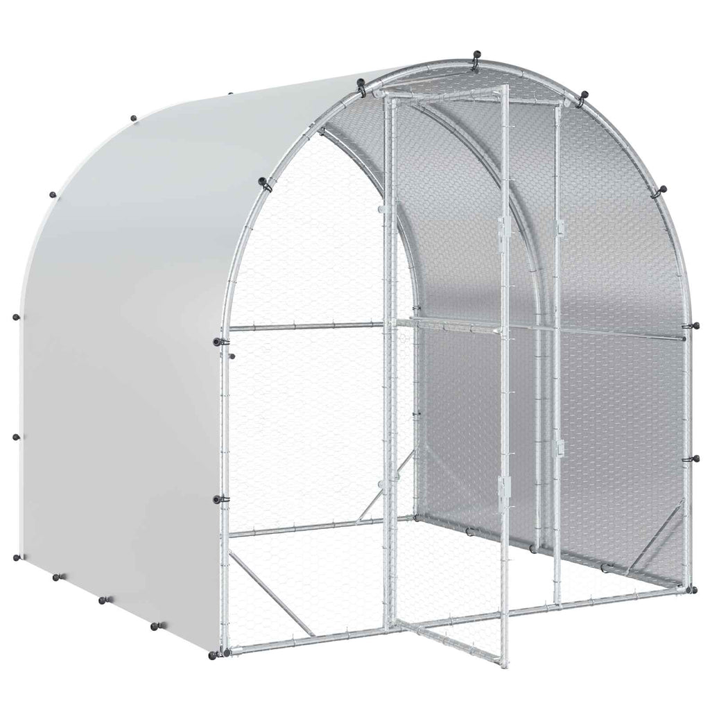 vidaXL Kurnik srebrny 200 x 200 x 200 cm Stal ocynkowana