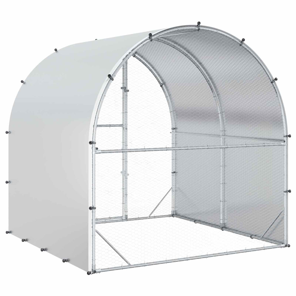 vidaXL Kurnik srebrny 200 x 200 x 200 cm Stal ocynkowana