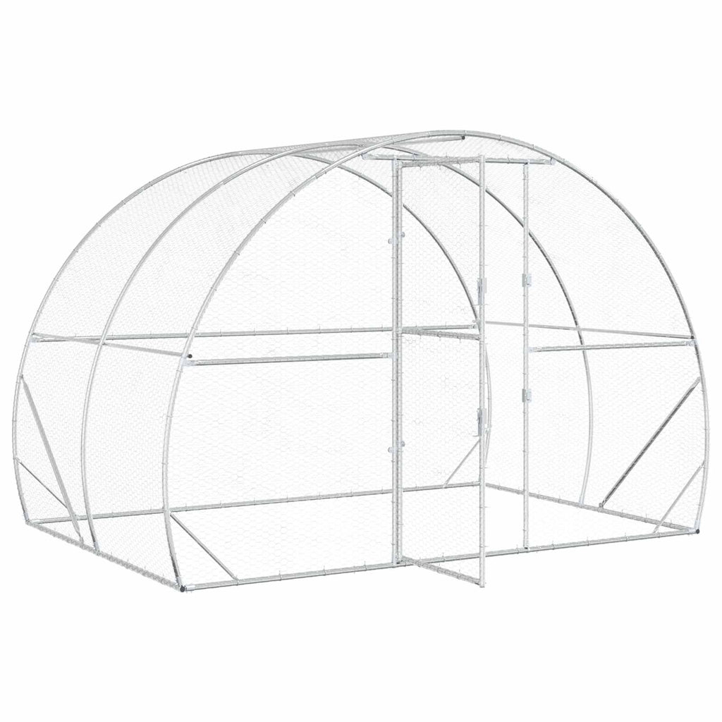 vidaXL Kurnik srebrny 200 x 300 x 200 cm Stal ocynkowana