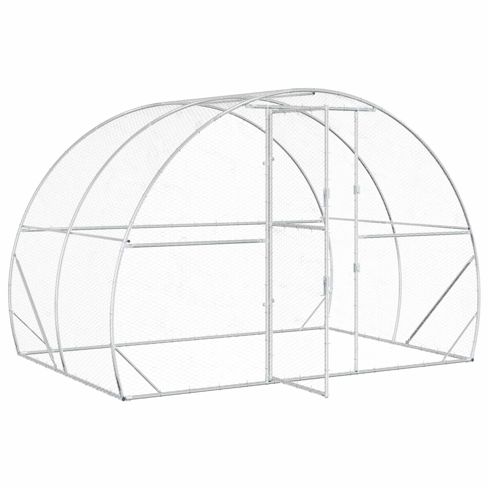 vidaXL Kurnik srebrny 200 x 300 x 200 cm Stal ocynkowana