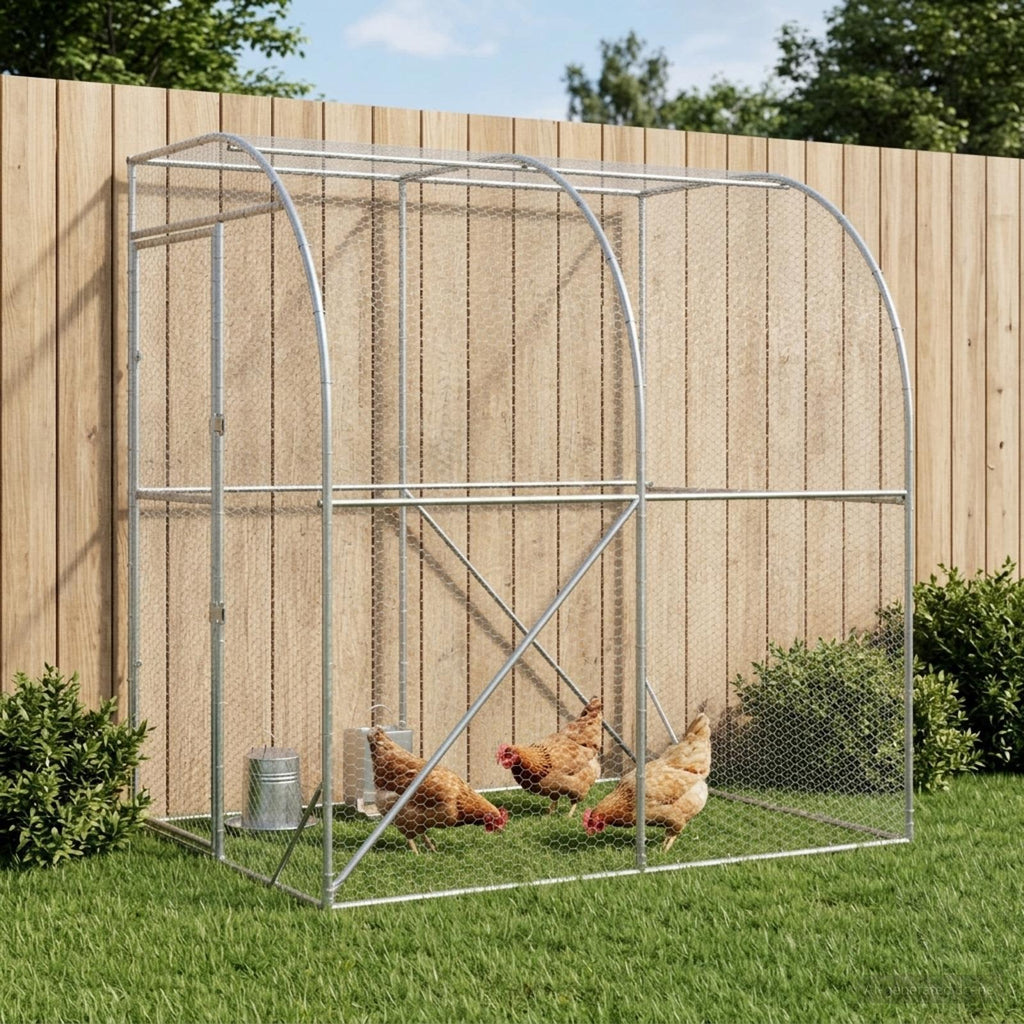 vidaXL Kurnik srebrny 200 x 200 x 215 cm Stal ocynkowana