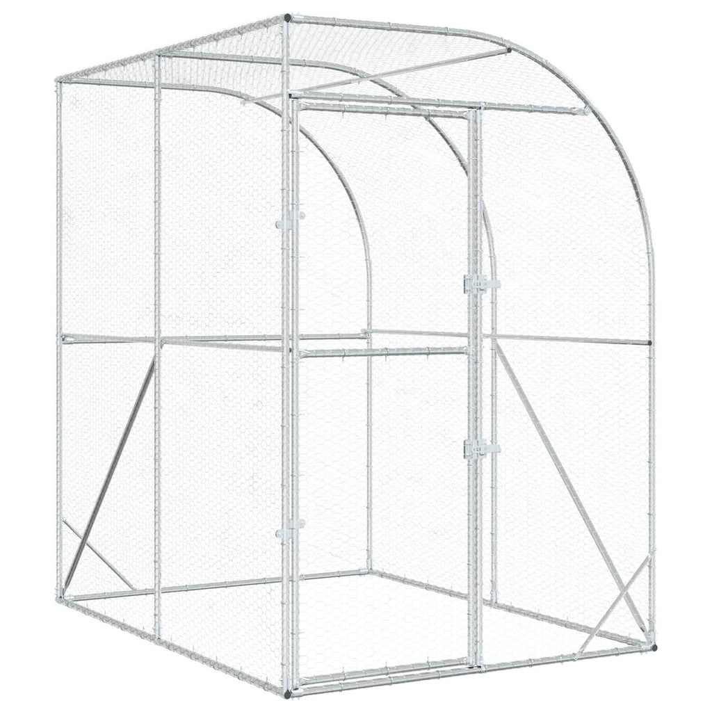vidaXL Kurnik srebrny 200 x 200 x 215 cm Stal ocynkowana