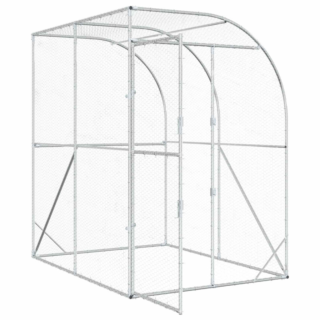 vidaXL Kurnik srebrny 200 x 200 x 215 cm Stal ocynkowana