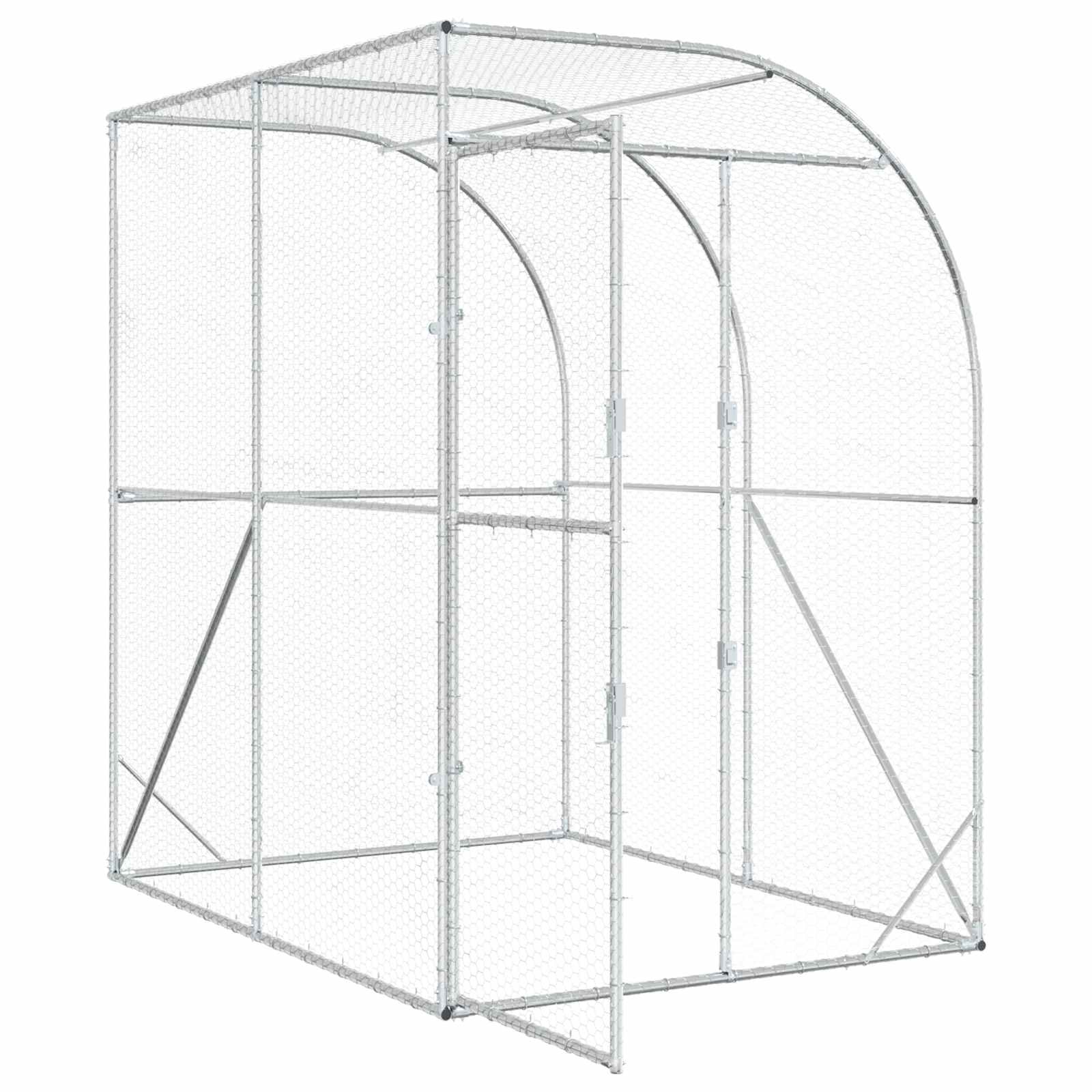 vidaXL Kurnik srebrny 200 x 200 x 215 cm Stal ocynkowana