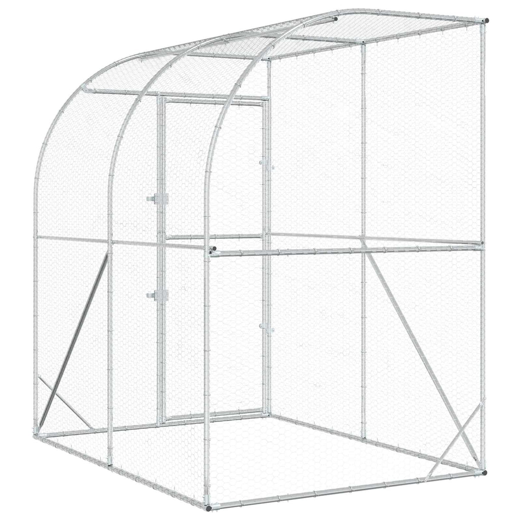 vidaXL Kurnik srebrny 200 x 200 x 215 cm Stal ocynkowana