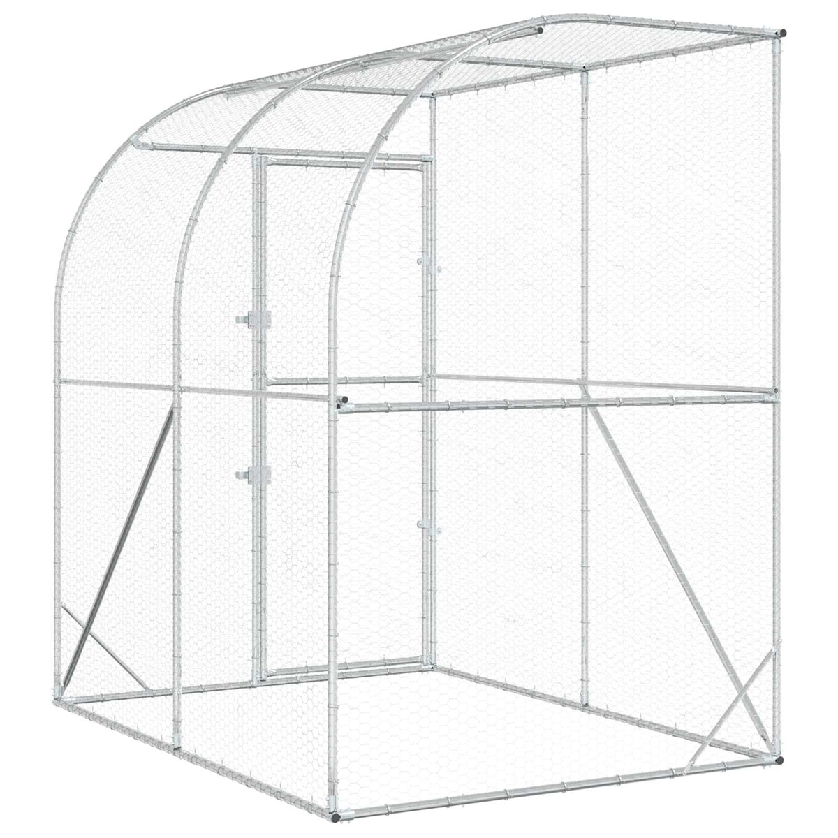vidaXL Kurnik srebrny 200 x 200 x 215 cm Stal ocynkowana